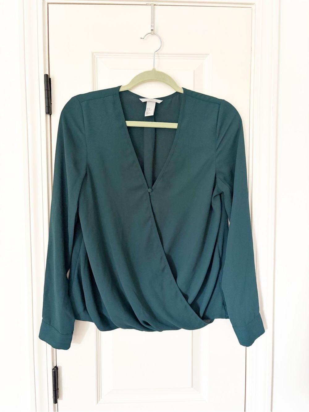 H&M Teal Wrap-Front Blouse Womens 8
